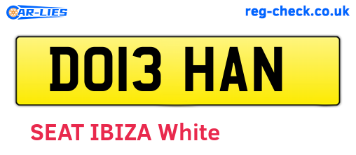 DO13HAN are the vehicle registration plates.