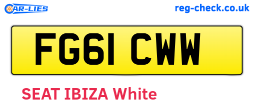 FG61CWW are the vehicle registration plates.