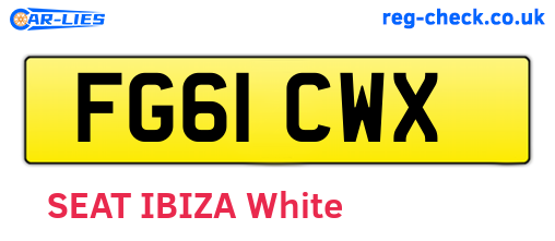 FG61CWX are the vehicle registration plates.