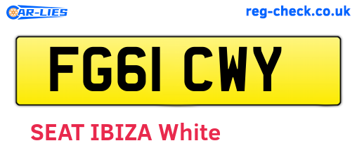 FG61CWY are the vehicle registration plates.