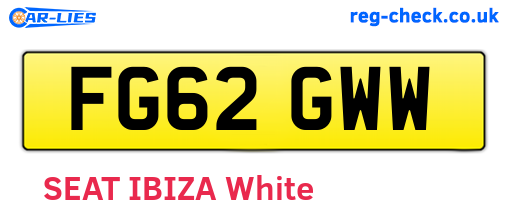 FG62GWW are the vehicle registration plates.