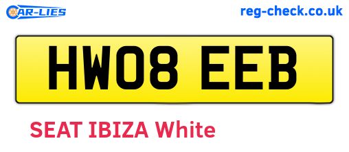 HW08EEB are the vehicle registration plates.
