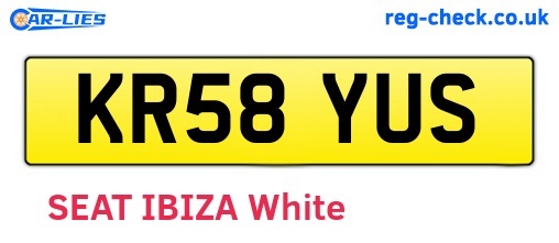 KR58YUS are the vehicle registration plates.