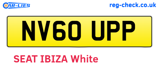 NV60UPP are the vehicle registration plates.