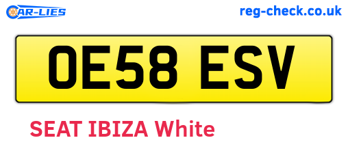 OE58ESV are the vehicle registration plates.