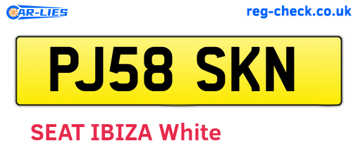 PJ58SKN are the vehicle registration plates.