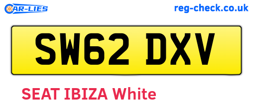 SW62DXV are the vehicle registration plates.