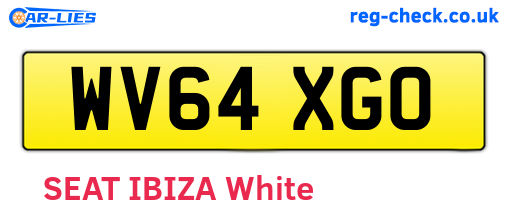 WV64XGO are the vehicle registration plates.