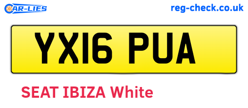 YX16PUA are the vehicle registration plates.