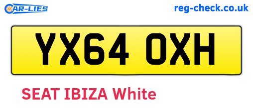 YX64OXH are the vehicle registration plates.