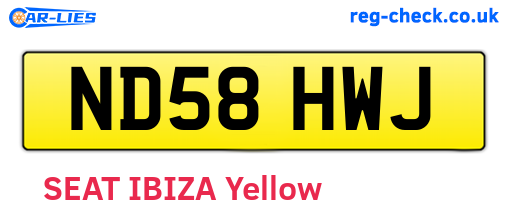 ND58HWJ are the vehicle registration plates.