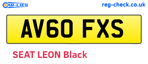 AV60FXS are the vehicle registration plates.