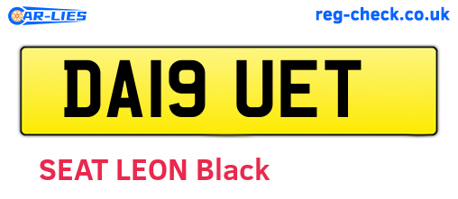 DA19UET are the vehicle registration plates.