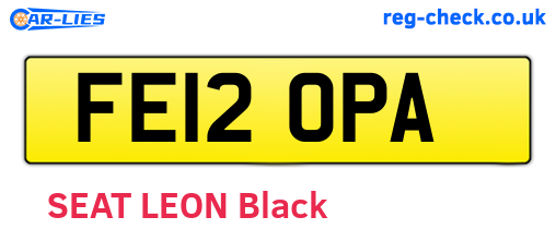 FE12OPA are the vehicle registration plates.