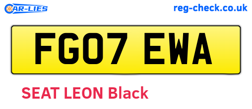 FG07EWA are the vehicle registration plates.