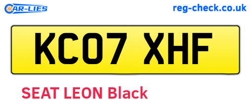 KC07XHF are the vehicle registration plates.