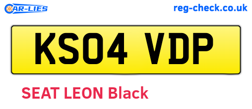 KS04VDP are the vehicle registration plates.
