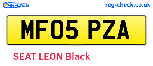 MF05PZA are the vehicle registration plates.