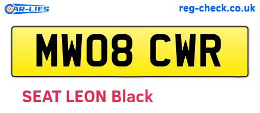 MW08CWR are the vehicle registration plates.