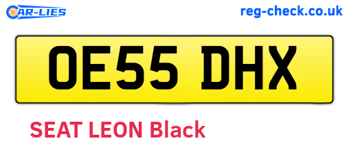 OE55DHX are the vehicle registration plates.