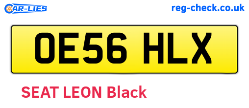OE56HLX are the vehicle registration plates.