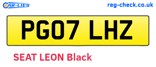PG07LHZ are the vehicle registration plates.