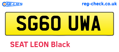 SG60UWA are the vehicle registration plates.