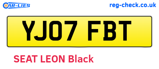 YJ07FBT are the vehicle registration plates.
