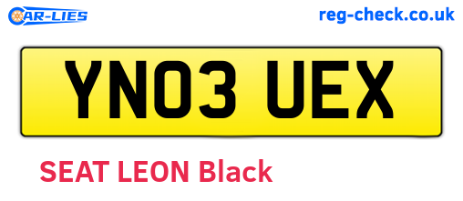 YN03UEX are the vehicle registration plates.
