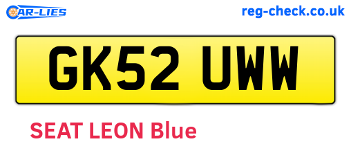 GK52UWW are the vehicle registration plates.