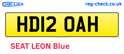 HD12OAH are the vehicle registration plates.