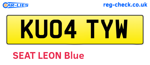 KU04TYW are the vehicle registration plates.