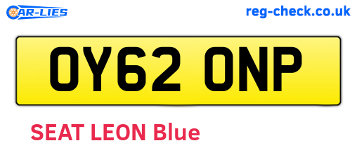 OY62ONP are the vehicle registration plates.
