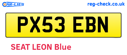 PX53EBN are the vehicle registration plates.