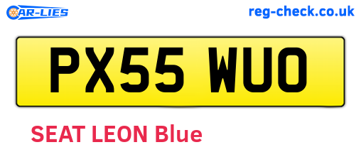 PX55WUO are the vehicle registration plates.