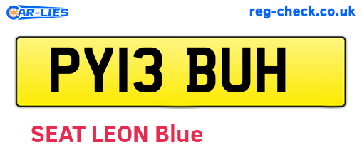 PY13BUH are the vehicle registration plates.