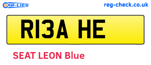 R13AHE are the vehicle registration plates.