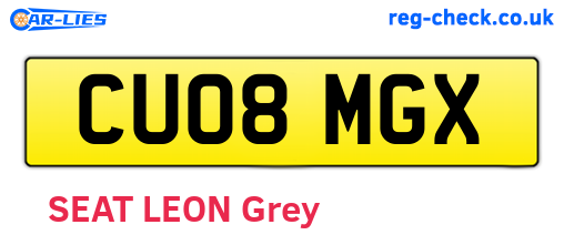 CU08MGX are the vehicle registration plates.