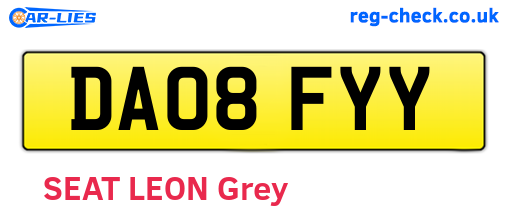 DA08FYY are the vehicle registration plates.