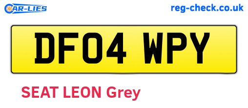 DF04WPY are the vehicle registration plates.