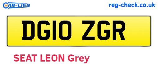 DG10ZGR are the vehicle registration plates.