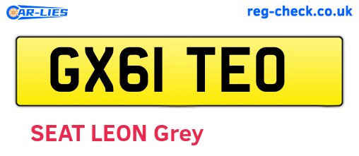 GX61TEO are the vehicle registration plates.