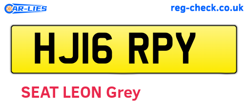 HJ16RPY are the vehicle registration plates.