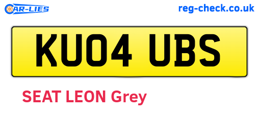KU04UBS are the vehicle registration plates.