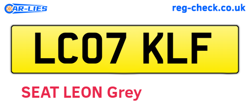 LC07KLF are the vehicle registration plates.