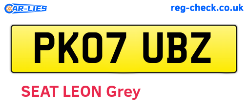PK07UBZ are the vehicle registration plates.