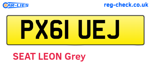PX61UEJ are the vehicle registration plates.