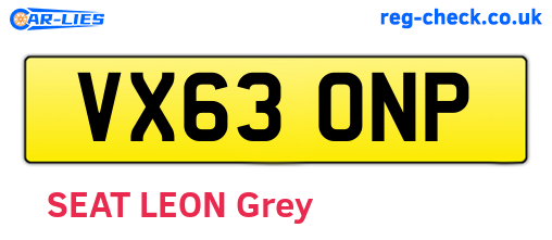 VX63ONP are the vehicle registration plates.