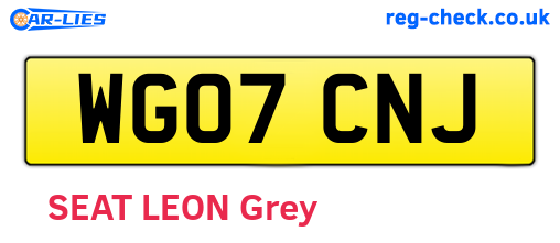 WG07CNJ are the vehicle registration plates.