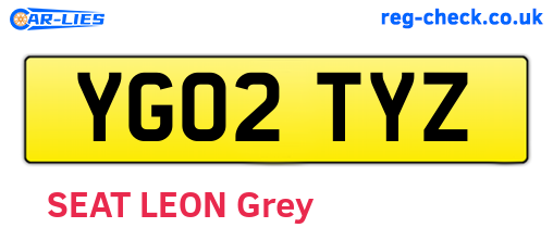 YG02TYZ are the vehicle registration plates.